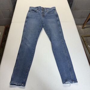 Madewell Jeans Women 27 (28x28) 10" Highrise Skinny Dewitt Button Fly Blue Denim